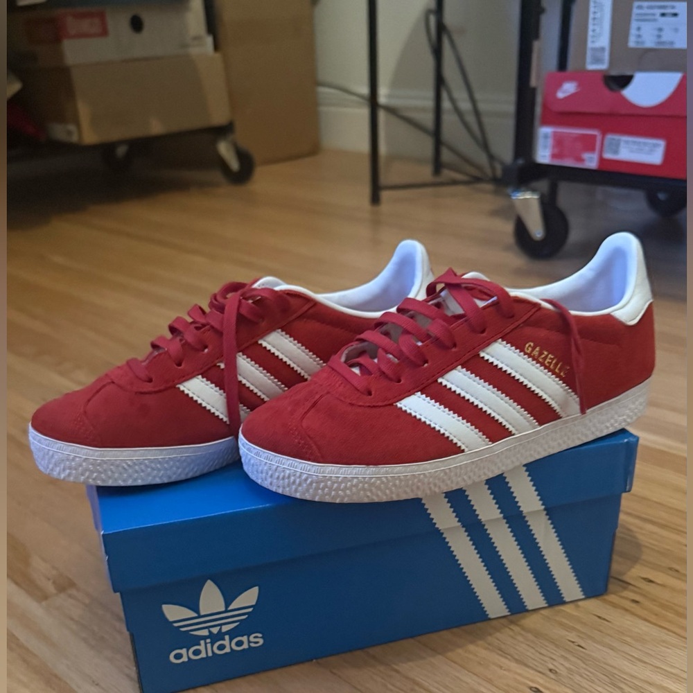 Adidas Kids Red and White Sneakers
